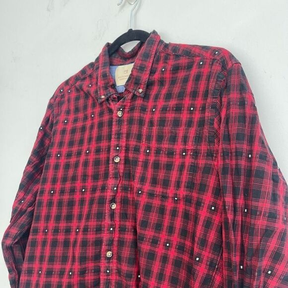 Scotch & Soda Men’s Checked Long Sleeves Button Down Shirt Red Large - Picture 4 of 8